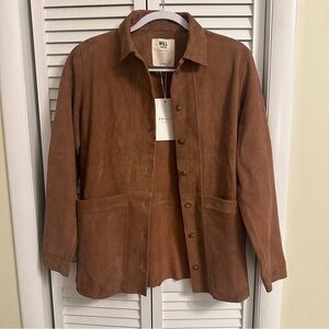Sezane Will Jacket in Camel Suede